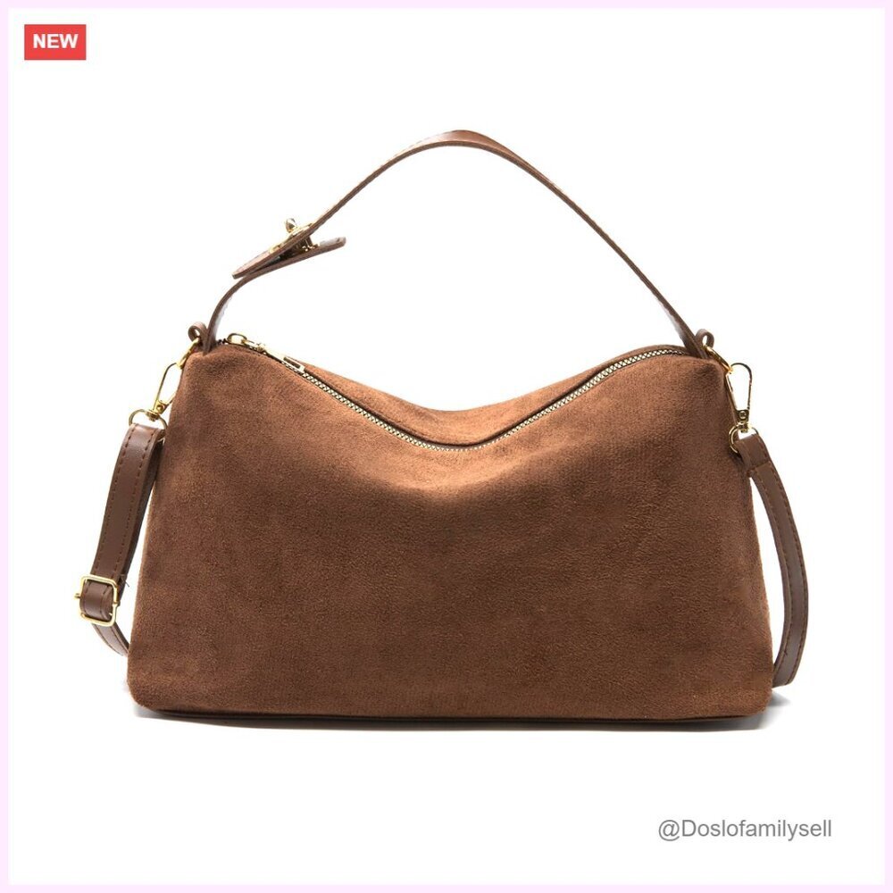 Suede Crossbody Bag Adjustable Strap Shoulder Tote Handbag